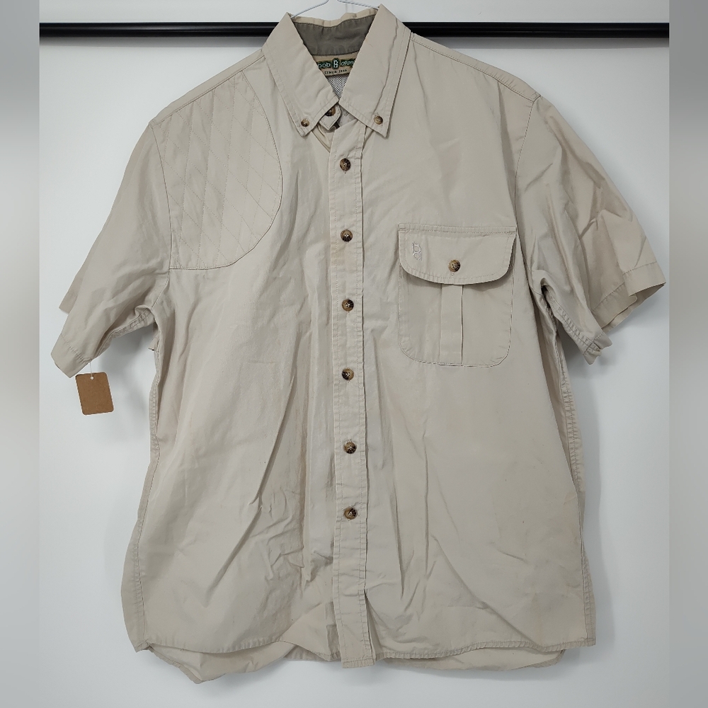 Bob Allen Vented Back Hunting Shirt Men's Beige Button Down Size Medium